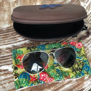 New!!! Maui Jim Maverick Silver Polarized Aviators